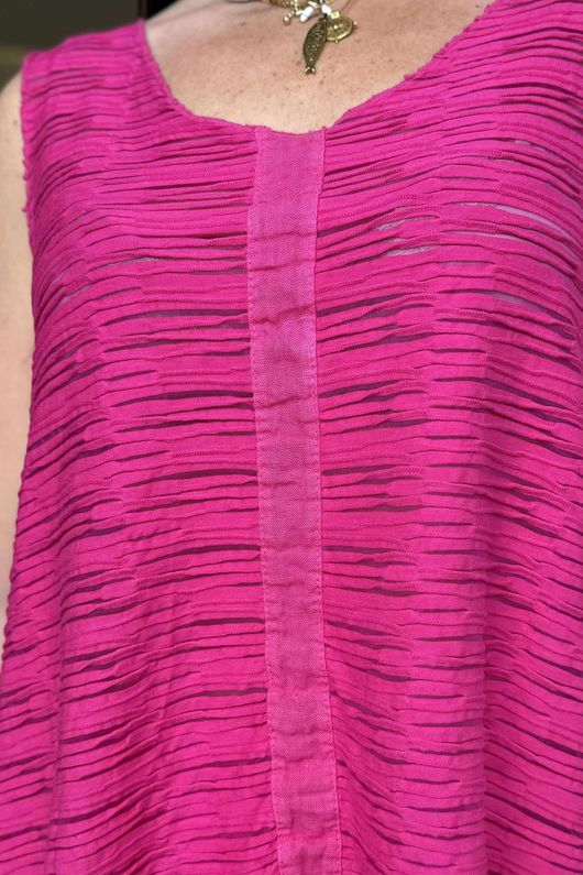 Made in Italy Benji Linen Panel Wave Vest Flamingo *